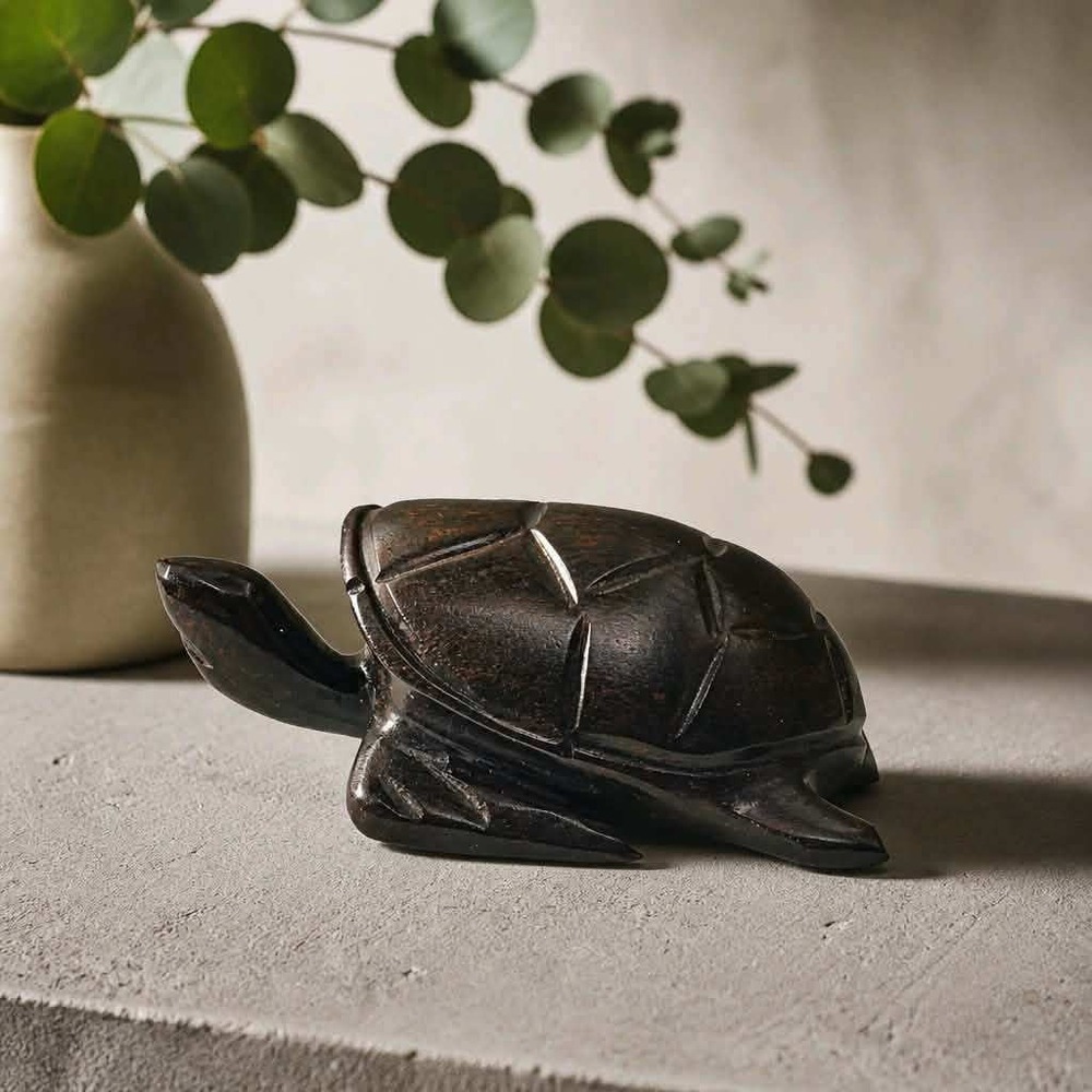 Vintage Hand Carved Wood Sea Turtle Figurine Mahogany or Ironwood